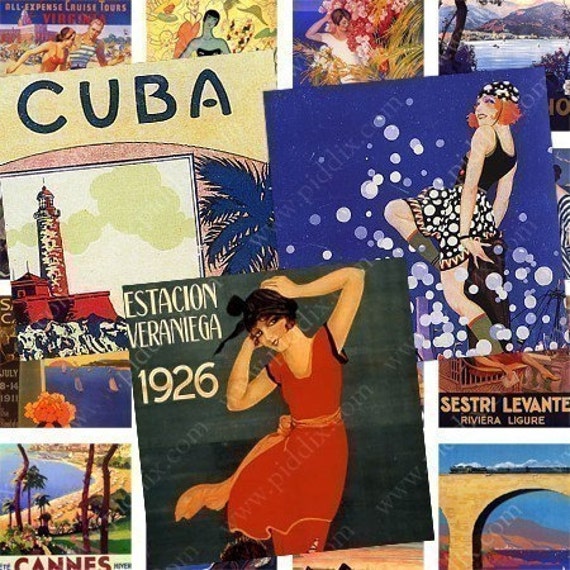 vintage travel poster collage
