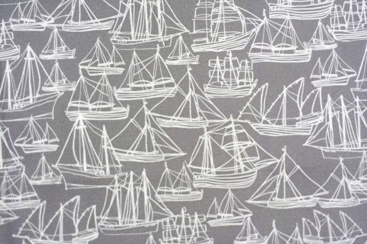 Boat Fabric Gray One FQ Hand Drawn Original Design