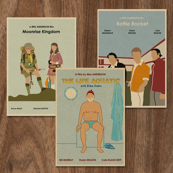 Wes Anderson set of 3 limited edition prints -set 2