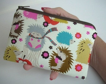 Hedgehog Meadow Little Zipper pouch Coin Purse Gadget Case ECO Friendly Padded
