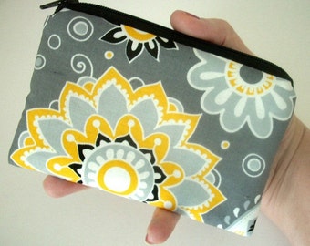 Yellow Dazzle Blooms Little Zipper pouch Coin purse Gadget Case ECO Friendly Padded
