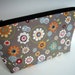 Flower Cosmetic Bag Large ECO Friendly Padded Flat bottom zipper pouch - Retro Groove Flower