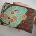Padded Bird Zipper pouch Little Coin Purse Camera Case ECO Friendly - Aqua Bird Blush in Brown
