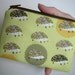 SALE Hedgie Zipper Pouch ECO-FRIENDLY Little Zippered Bag coin purse Gadget Case - Hedgie Hog on Yellow