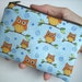 Owl Little Zipper Pouch Coin Purse ECO Friendly Padded Gadget case - Orange Owls on branches in Blue