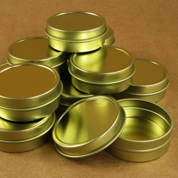 1 Oz. Gold Round Metal Tins Set of 12 Containers / Perfect