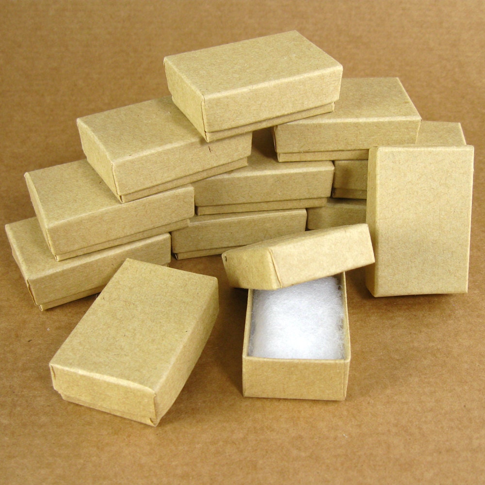 Mini Kraft Chipboard Jewelry Gift Boxes Set of 48 / 1-3/4 x