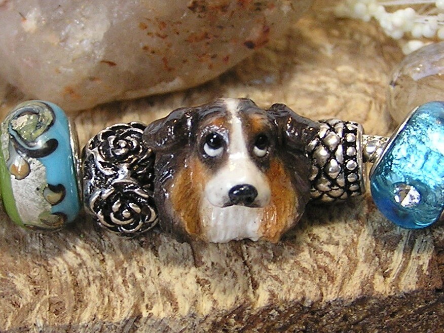 Australian Shepherd Pandora Polymer Clay Dog Bead Charm