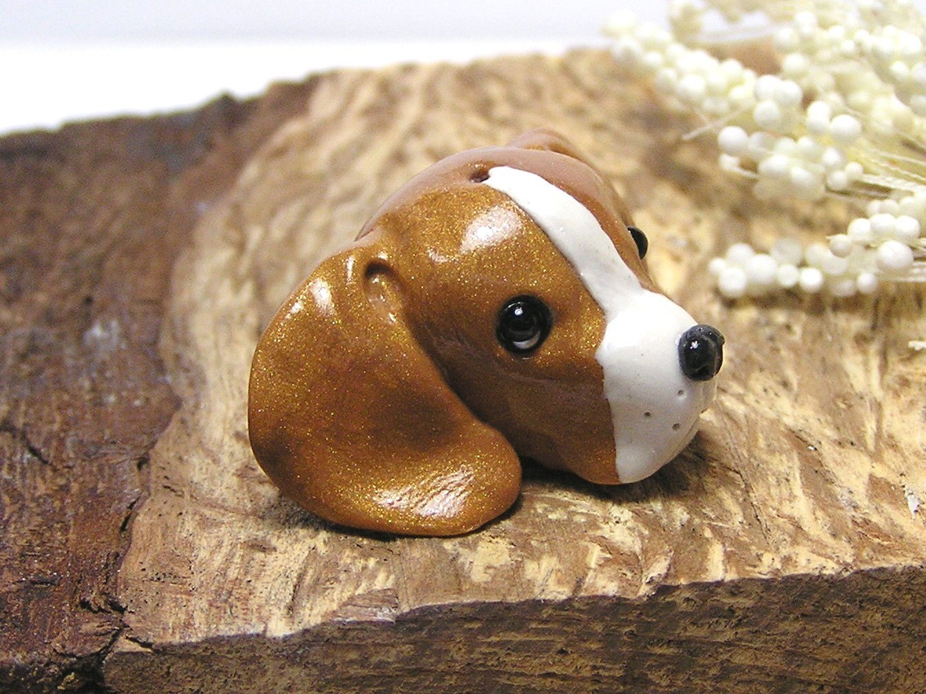 Beagle Polymer Clay Dog Bead
