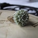 Sage Green, Antique Brass Leaf Ring, Single Flower, Woodland Wedding,