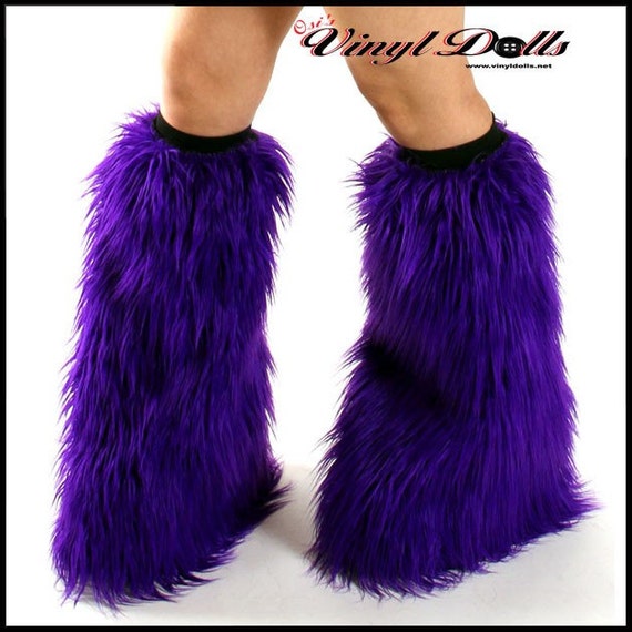 Items similar to Rave Fluffies Purple Furry Leg Warmers on Etsy