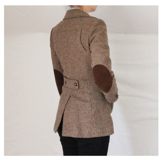 Leather Elbow Patch Tweed Jacket Blazer by heatergirlie on Etsy