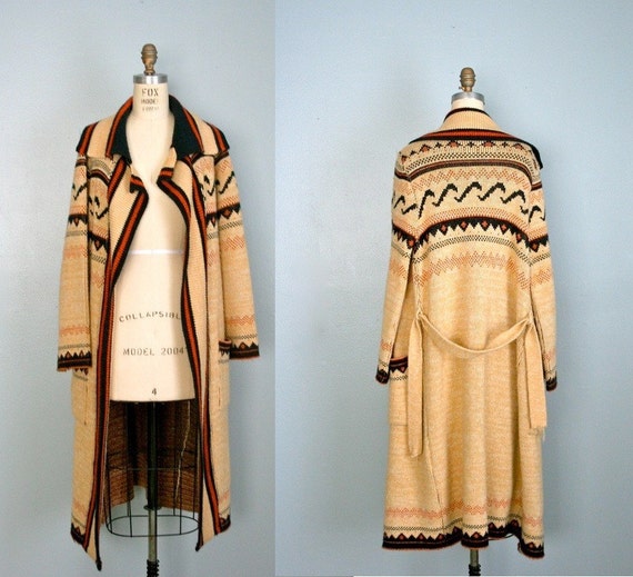 vintage . NAVAJO . tribal . long . sweater . coat