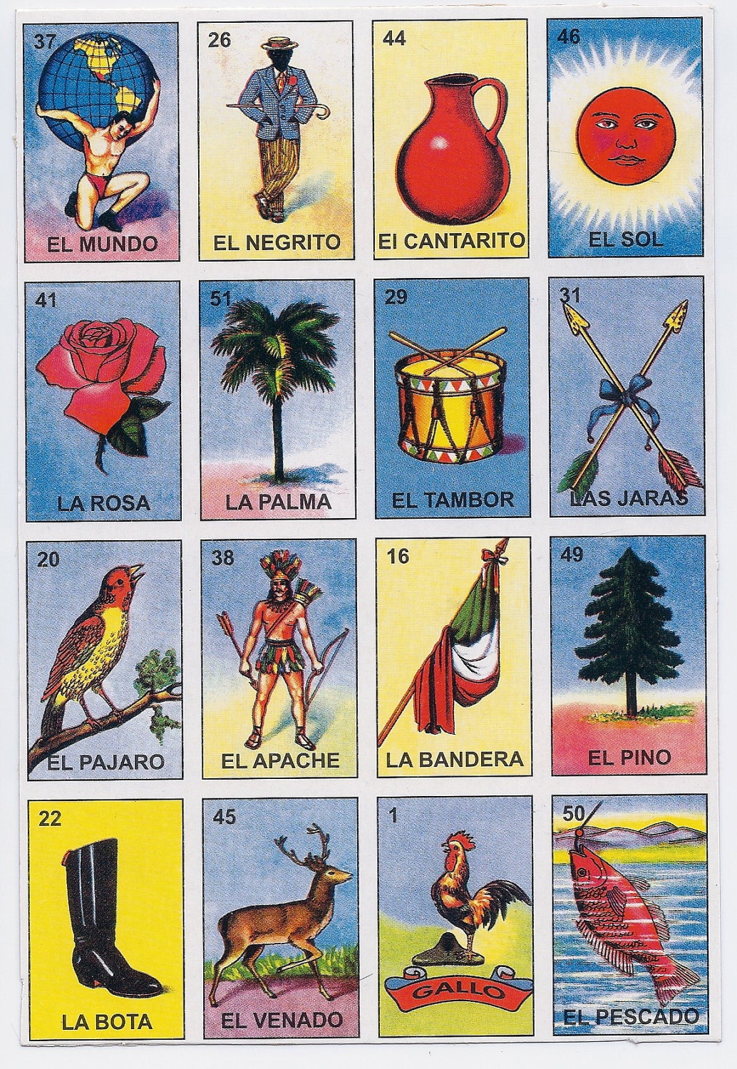 Mexican Bingo Cards