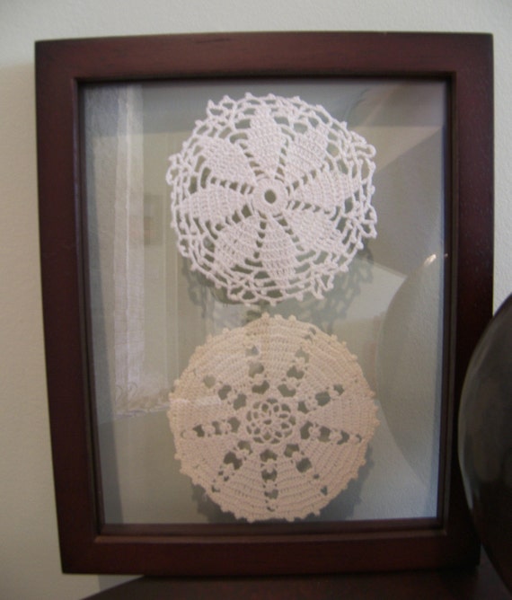 Vintage Doilies in Floating Frame 3