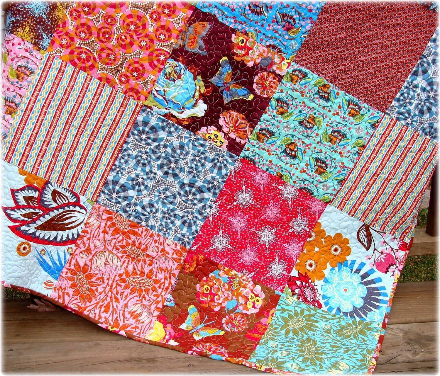 SALE Quilt LouLouThi Lap Quilt Modern Big Block