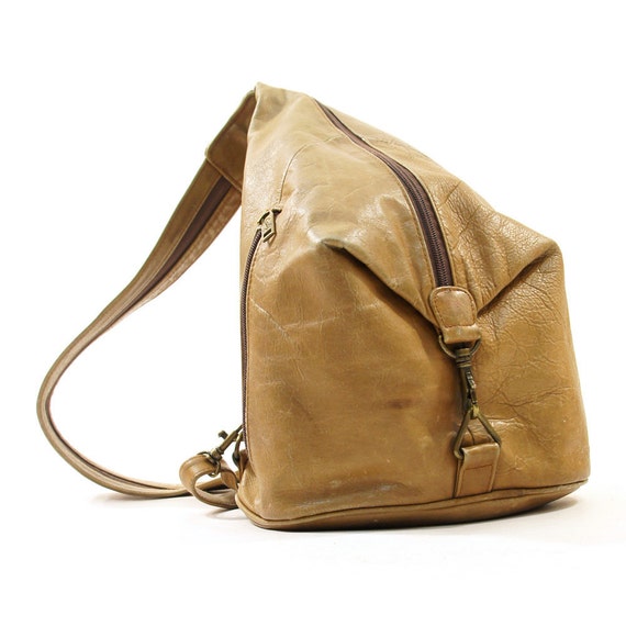 90s Leather Backpack Convertible Sling Bag / by SpunkVintage