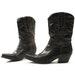 sz 7 Vegan Cowboy Boots in Black Faux Leather with Black Top Stitching