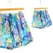 90s Board Shorts in Neon Watercolor Coral Reef Pattern