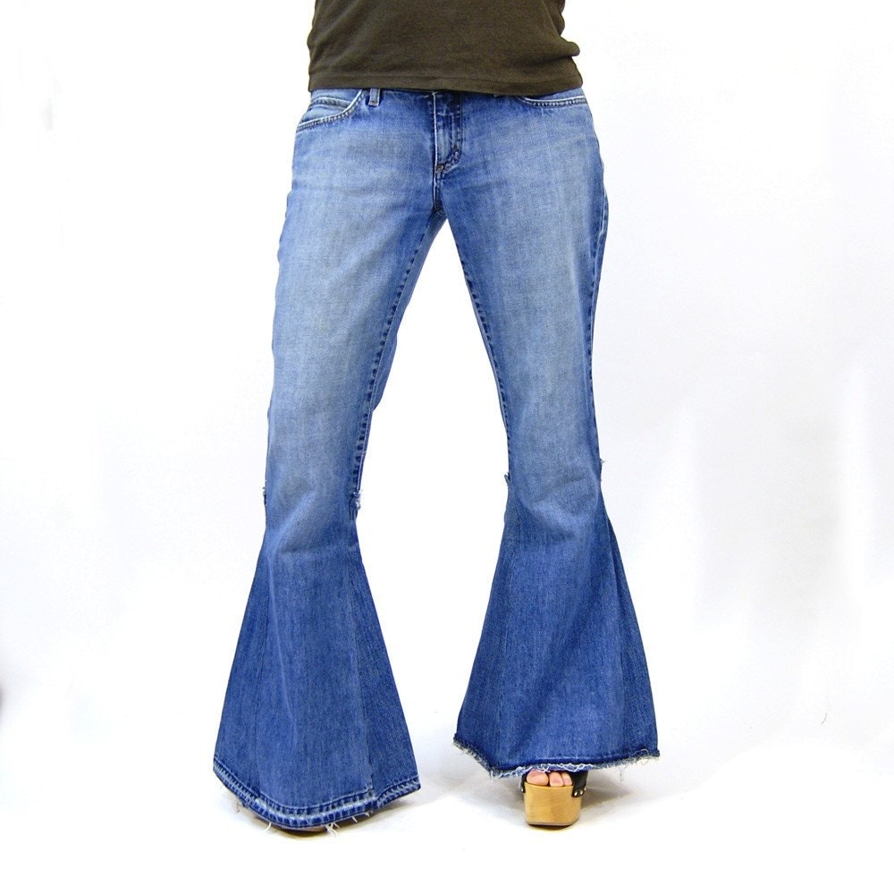 SALE Bell Bottom Jeans Repurposed Upcycled Mavi by SpunkVintage