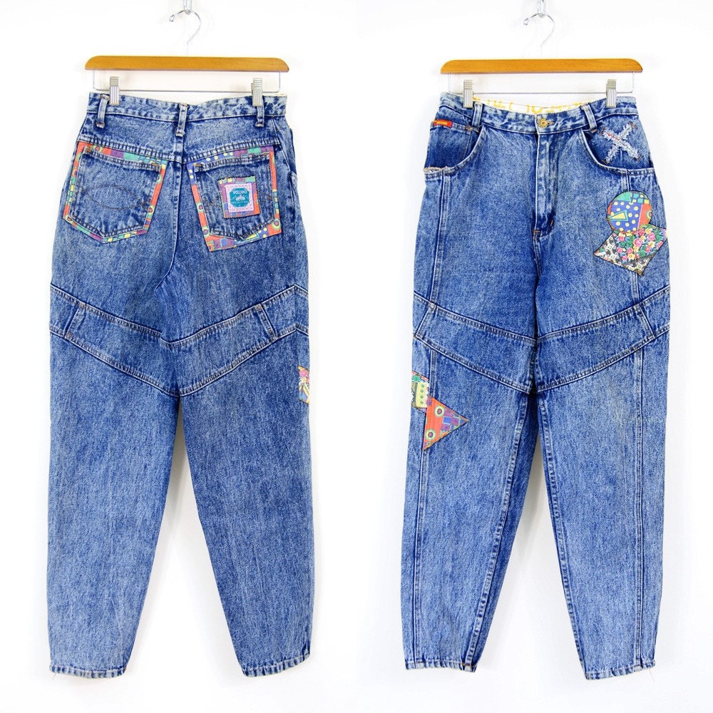 vintage 80's Acid Wash or Stone Wash Peg Leg Jeans