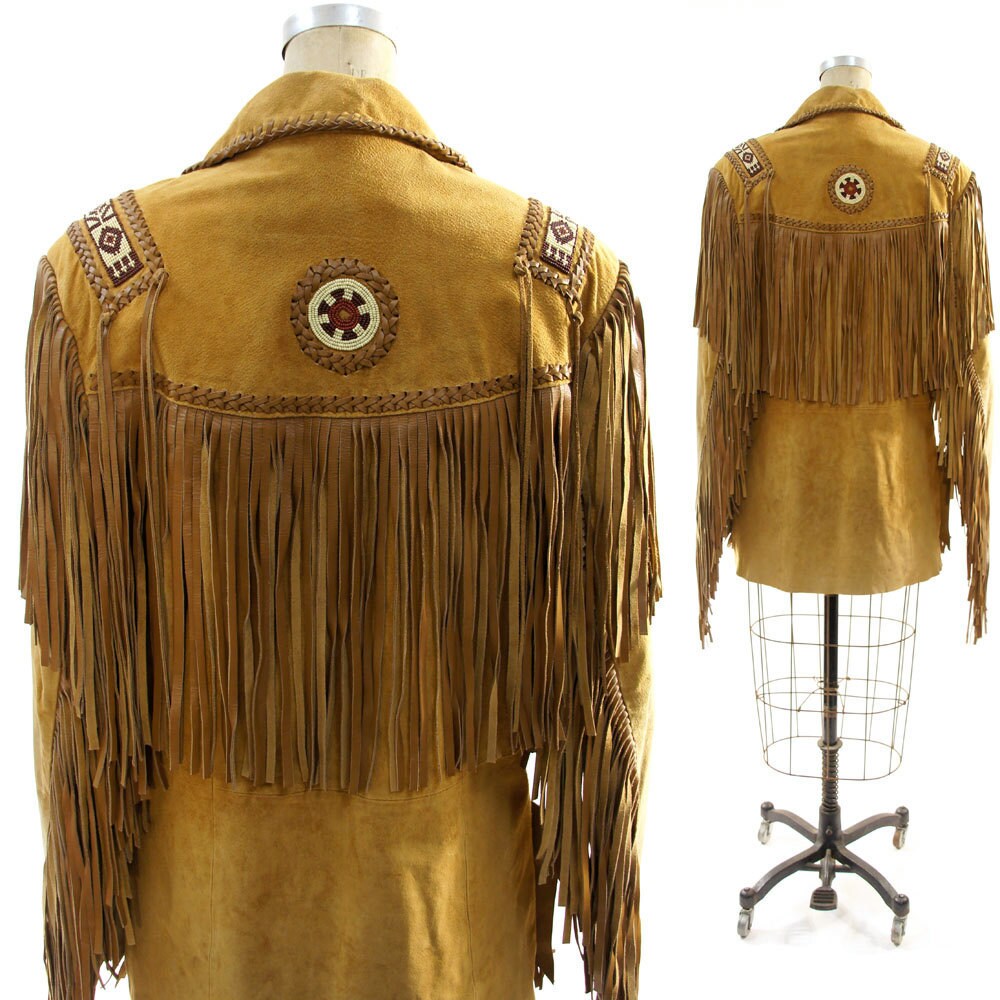 Native American Fringed & Beaded Suede Jacket