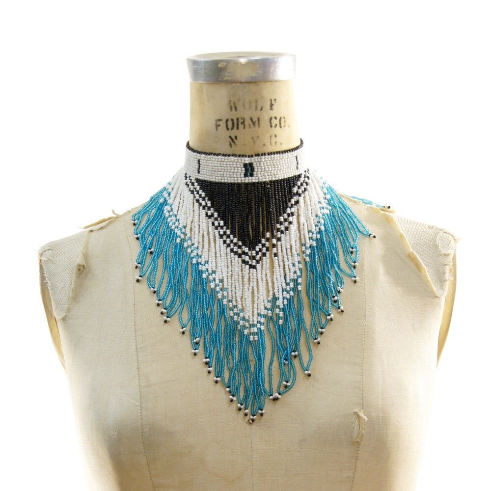 RESERVED for annaeb21 Native American Beaded Fringe Choker