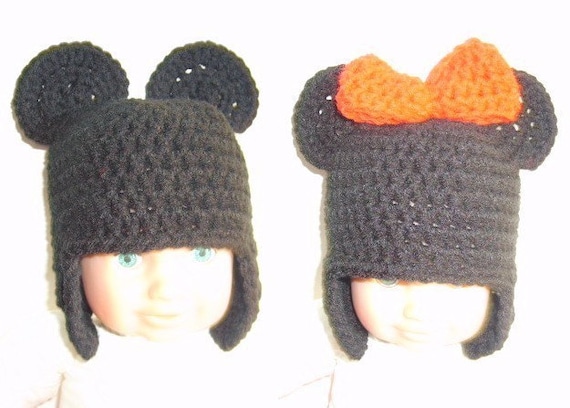 PDF crochet pattern...baby mouse earflap beanie cap sizes