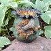 Roasted Bronze Green Mini earth Pod with driftwood stick accent - by Earth N Elements Pottery