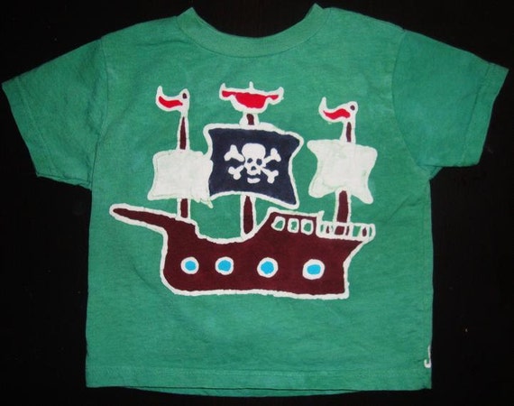 Kids Handmade Batik Pirate Ship T-shirt