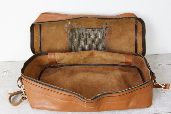 Brown Leather Travel Bag Large Vintage 