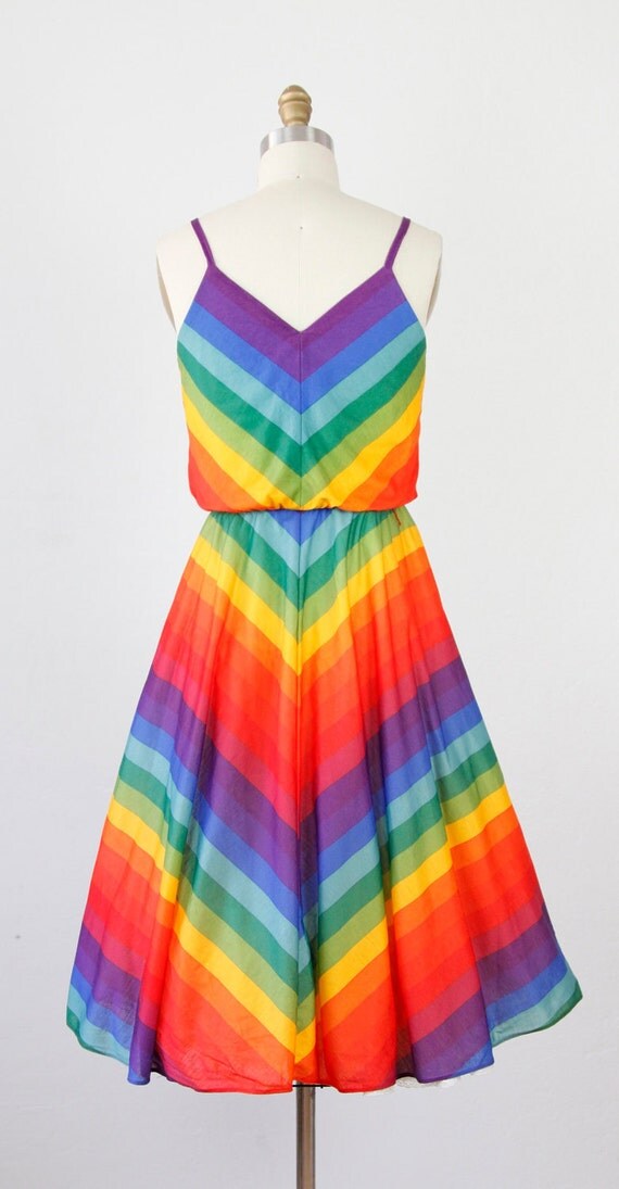 Bold Rainbow Chevron Stripe Sun Dress