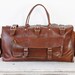Dark Brown Leather Travel Satchel Bag Large Vintage