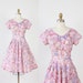 Pink and Purple Watercolor Floral Full Skirt Day Dress