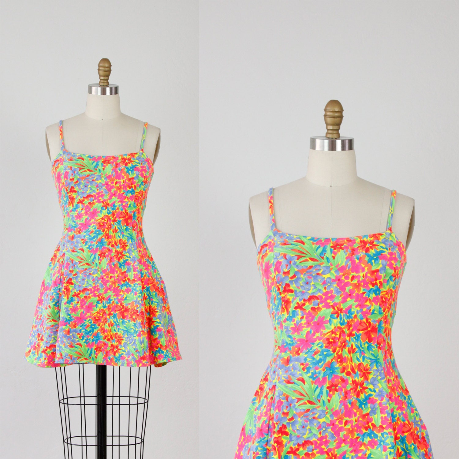 Neon Floral Micro Mini Sundress