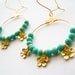 Turquoise & Gold Hoops - Aidenne - Czech Glass Beads and Matte Golden Flowers