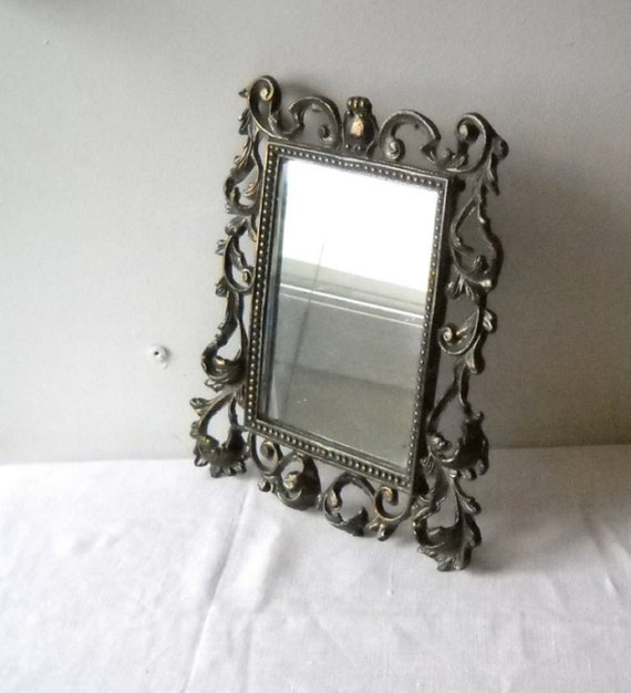 Antique Cast Iron Mirror Bronzed Rococo by MomsantiquesNthings