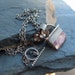 Long Necklace Sterling Silver Pendant Pink Floral Charm