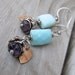 Earrings dangling Sterling Silver Gemstone Flower Wire Wrapped Robins Egg Blue
