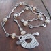 RESERVED for Cathy-Short Silver Necklace Funky Modern Toggle OOAK Forged Chain Stamped Statement Leaf Necklace