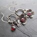 Sterling Hoop Earrings Wire Wrapped Gemstone Flower Pink