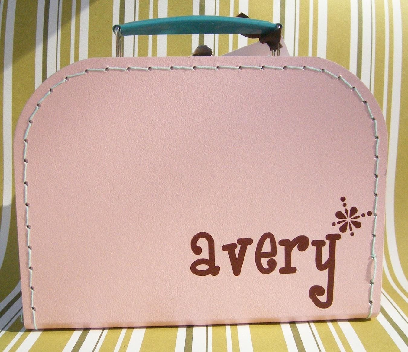 Personalized mini cardboard suitcase medium light pink
