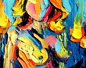 Abstract Nude canvas print colorful art by Aja Morning 