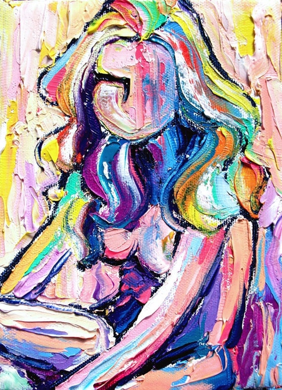 Impasto Abstract Nude Oil Painting By Aja