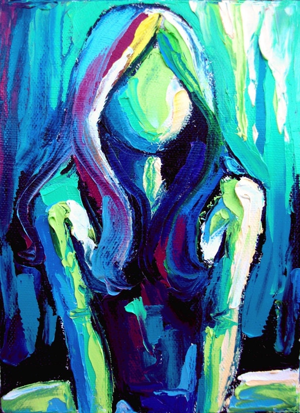 Nude figure painting impasto abstract by Aja by 