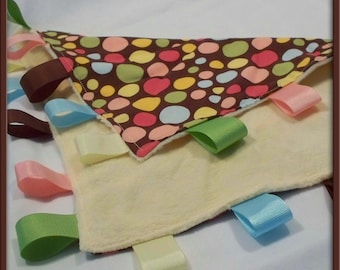 Brown Yellow Polka Dot and Yellow Minkee Chenille Silky/Lovey