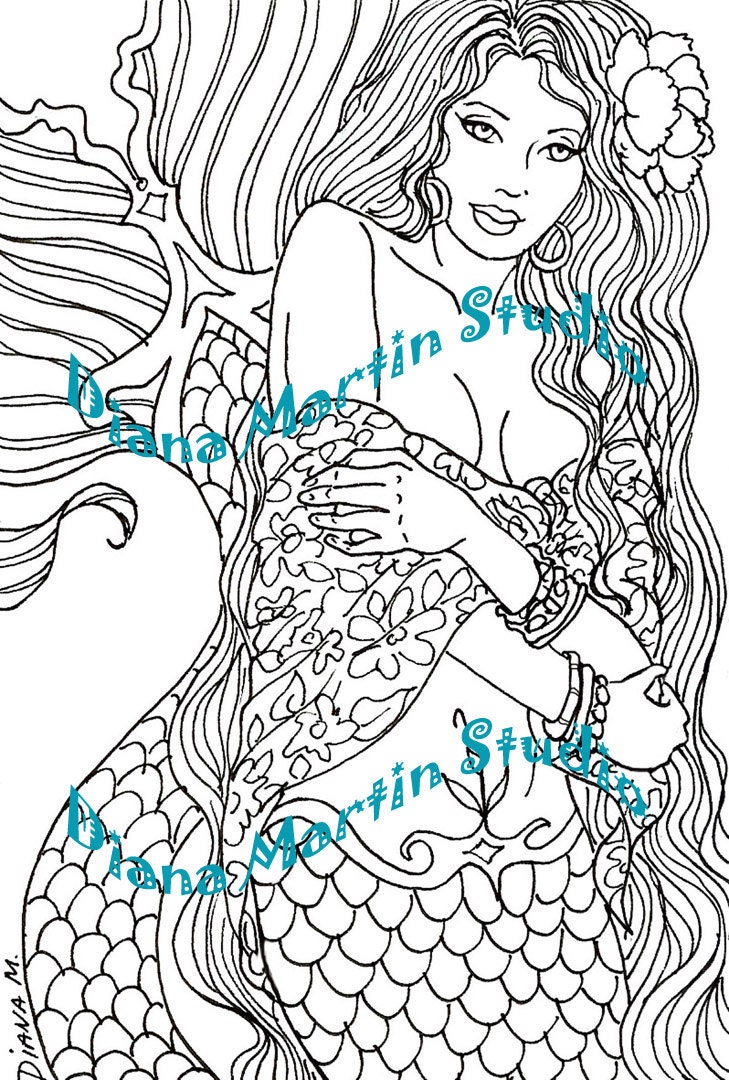Download My Own Shawl digital stamp mermaid coloring book