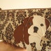 Boris the Bulldog Cream Tan Black Vintage Inspired Cotton Canvas Floral Case with Vinyl Applique