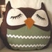 Brown Stewart the Owl Vintage Inspired Wool Felt Applique Decorative Doll Pillow