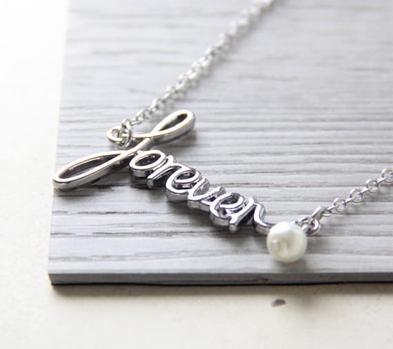 Items similar to Forever Necklace. Forever Word Necklace. Silver Charm ...